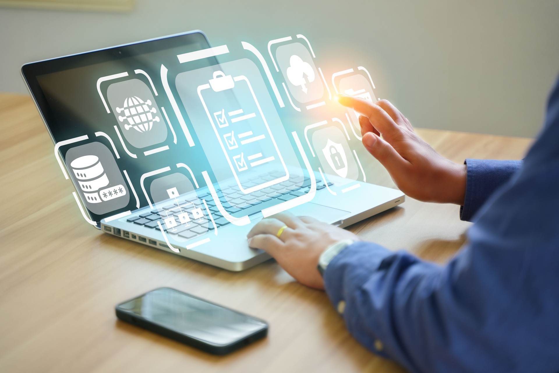 business people who use computers to manage documents online document database and digital file storage systems or software record keeping database technology file access document sharing.